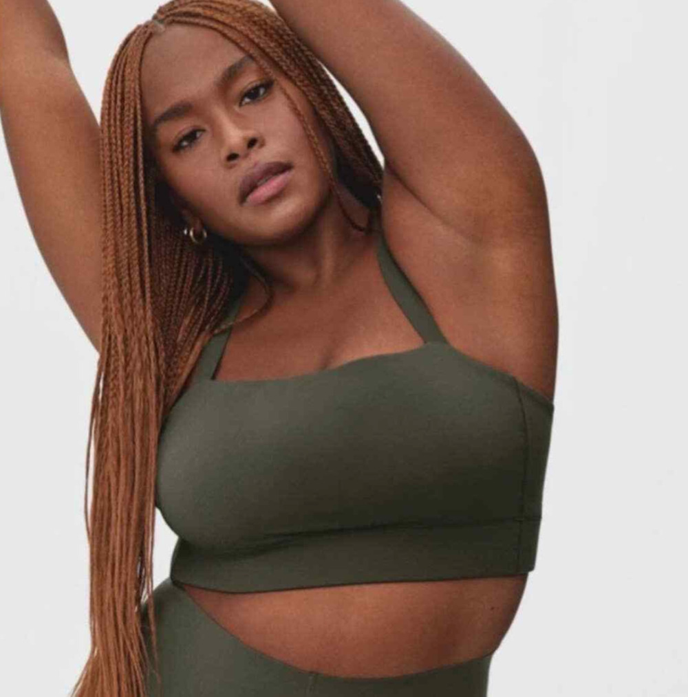 Everlane Womens The Perform Cropped Top XS Dark Forest Green NWT